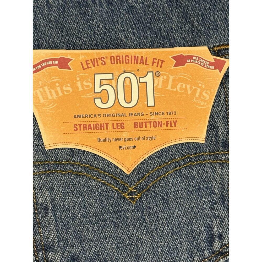 Levis 501 Original Fit Mens Straight Leg 34X32 BlueJeans Button Fly Medium Wash - Picture 3 of 11